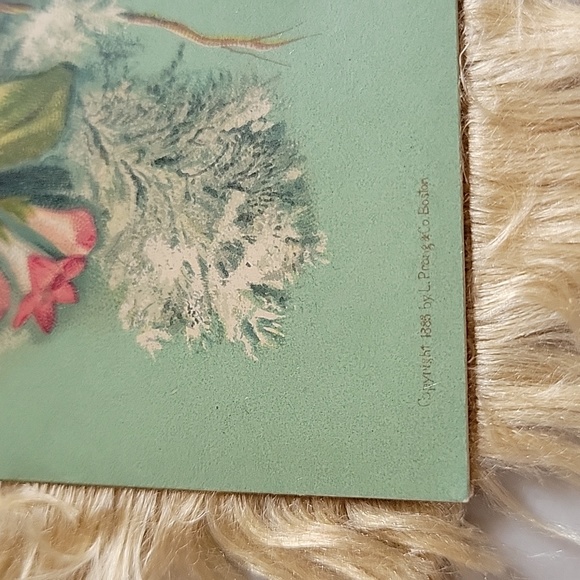 Antique Chromolithograph Silk Fringe New Year Card- L. Prang & Co. 1883 - Picture 5 of 7